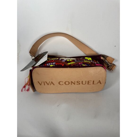 Consuela Vibrant Floral Embroidered Crossbody Bag With Leather Strap & Heart Pil - Picture 3 of 16